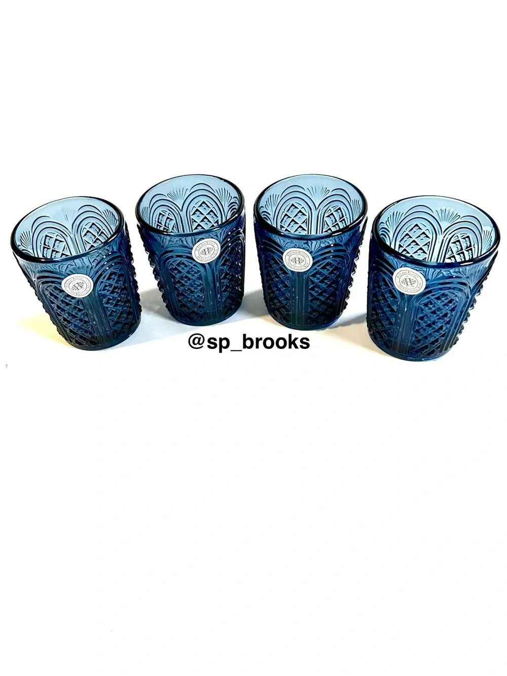 🎁4PC Fitz and Floyd Glass Tumbler - 11 oz. Sicily Blue Tumbler